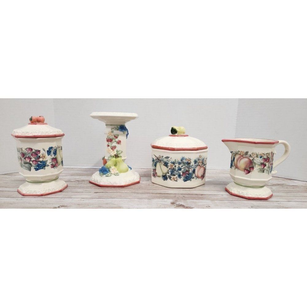 Vintage Avon Sweet Country Harvest Candle Pedestal Canister Sugar Bowl Creamer